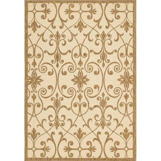 Rug Unique Loom Outdoor Botanical Brown Rectangular 6' 0 x 9' 0