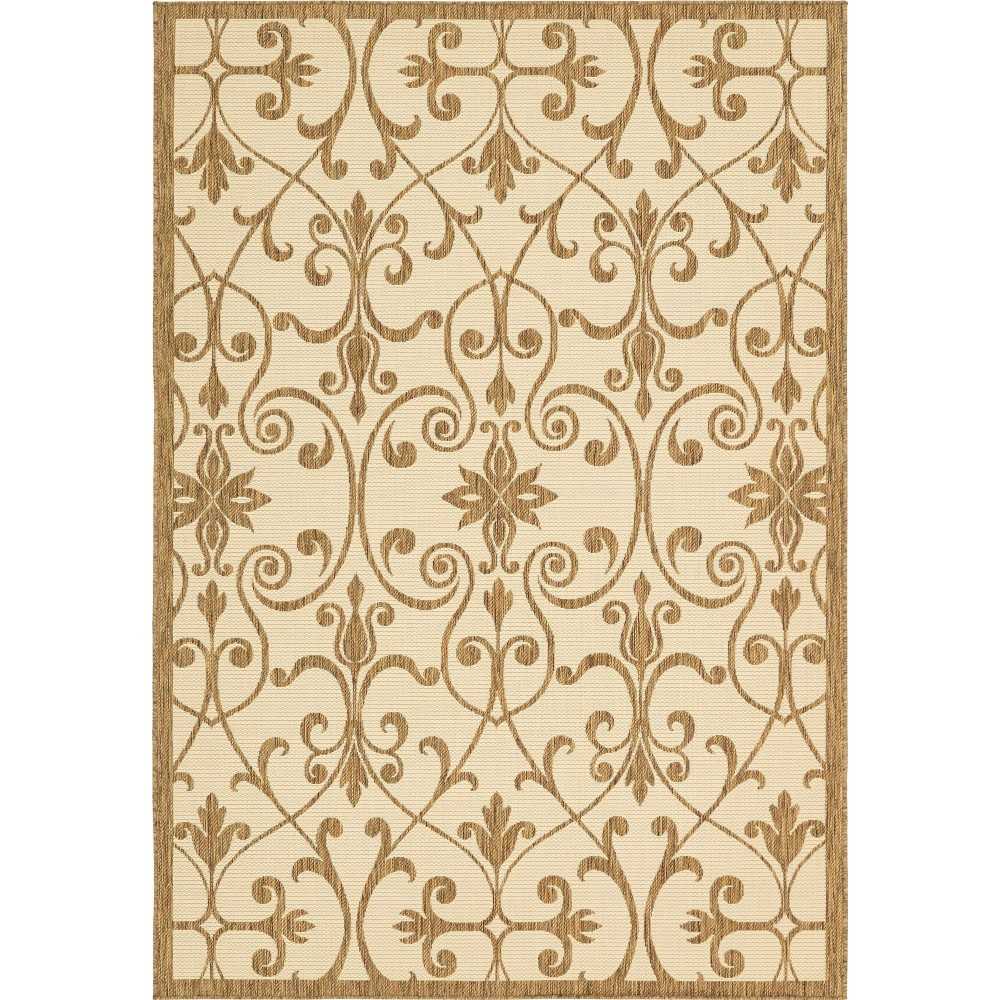 Rug Unique Loom Outdoor Botanical Brown Rectangular 6' 0 x 9' 0