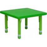 24'' Square Green Plastic Height Adjustable Activity Table