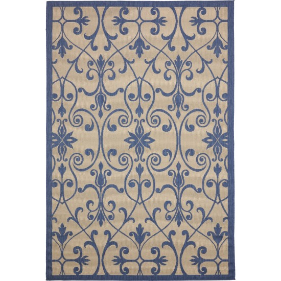 Rug Unique Loom Outdoor Botanical Blue Rectangular 6' 0 x 9' 0