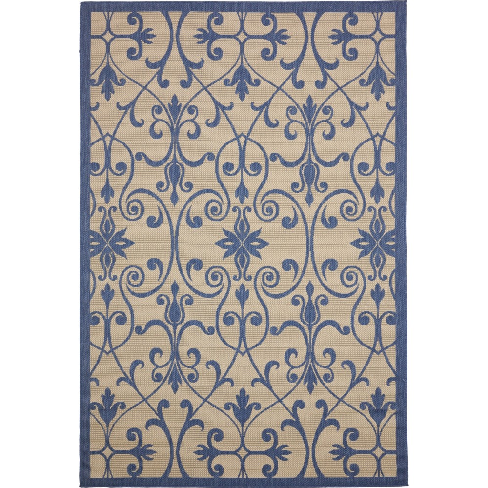 Rug Unique Loom Outdoor Botanical Blue Rectangular 6' 0 x 9' 0 Rug Unique Loom Outdoor Botanical Blue Rectangular 6' 0 x 9' 0
