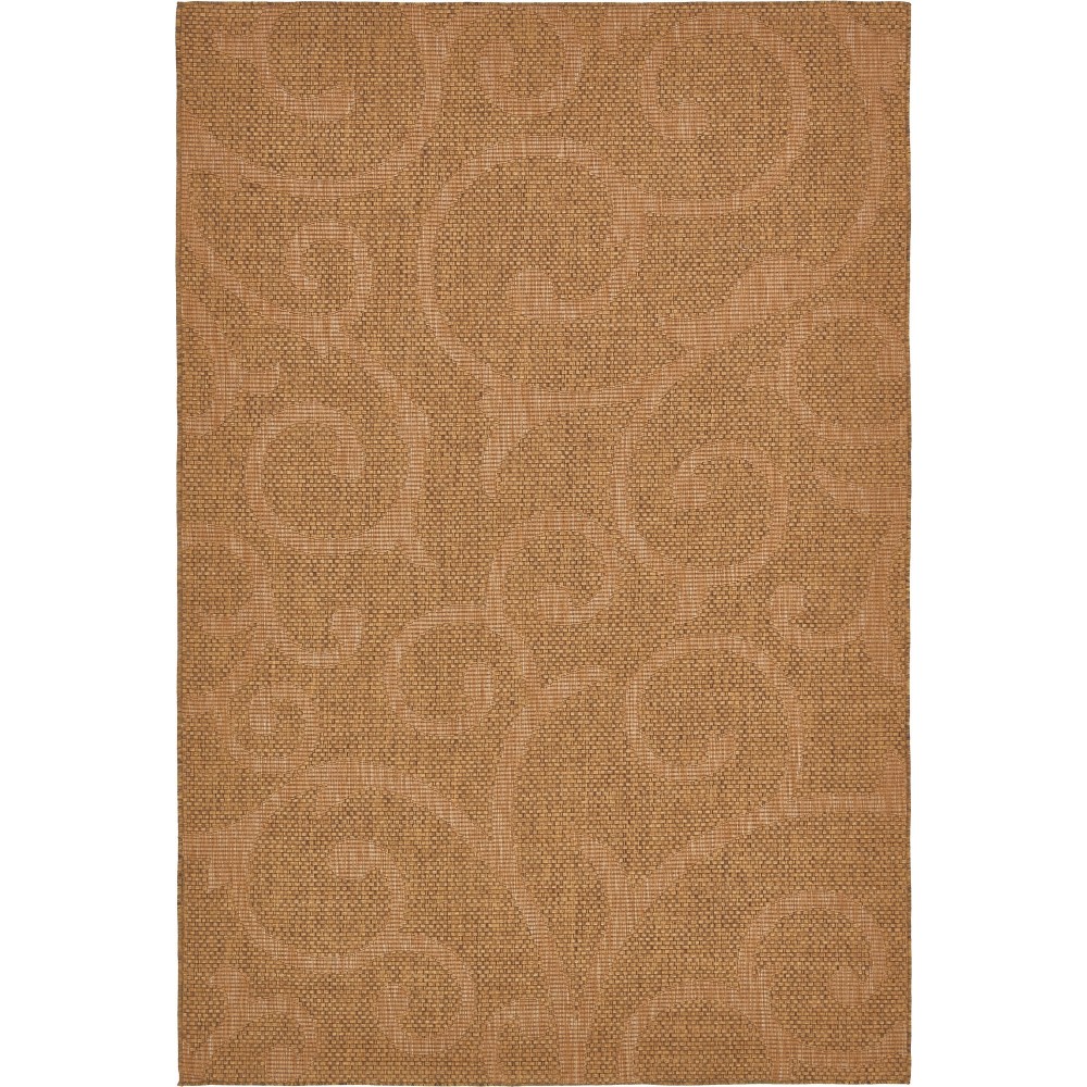 Rug Unique Loom Outdoor Botanical Brown Rectangular 6' 0 x 9' 0