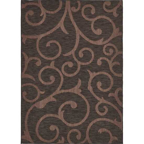 Rug Unique Loom Outdoor Botanical Chocolate Brown Rectangular 6' 0 x 9' 0