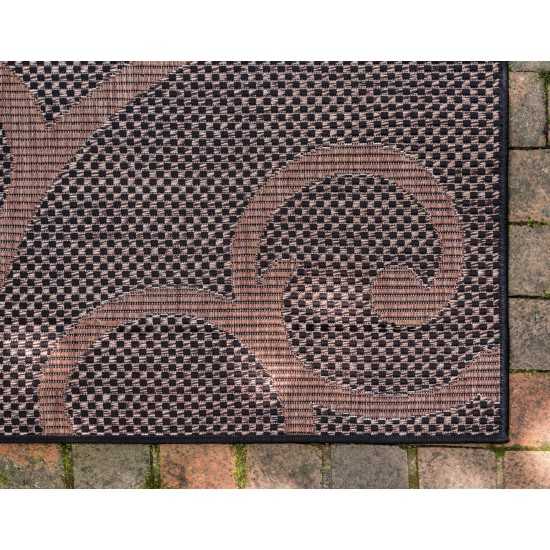 Rug Unique Loom Outdoor Botanical Chocolate Brown Rectangular 6' 0 x 9' 0