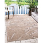 Rug Unique Loom Outdoor Botanical Beige Rectangular 6' 0 x 9' 0