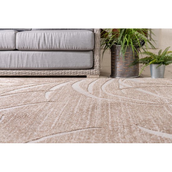 Rug Unique Loom Outdoor Botanical Beige Rectangular 6' 0 x 9' 0
