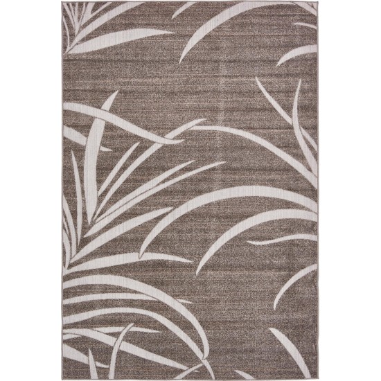 Rug Unique Loom Outdoor Botanical Gray Rectangular 6' 0 x 9' 0