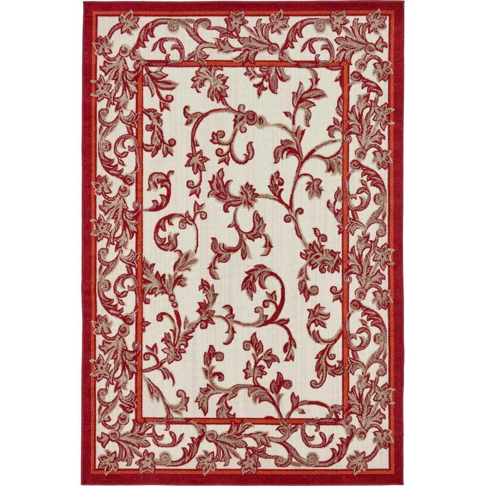 Rug Unique Loom Outdoor Botanical Beige/Burgundy Rectangular 6' 0 x 9' 0 Rug Unique Loom Outdoor Botanical Beige/Burgundy Rectangular 6' 0 x 9' 0