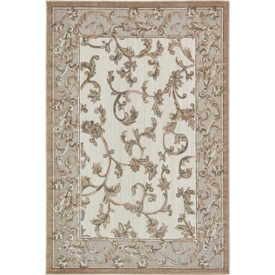 Rug Unique Loom Outdoor Botanical Beige/Gray Rectangular 6' 0 x 9' 0