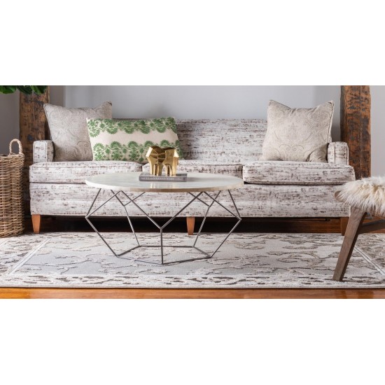 Rug Unique Loom Outdoor Botanical Beige/Gray Rectangular 6' 0 x 9' 0