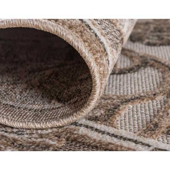 Rug Unique Loom Outdoor Botanical Beige/Gray Rectangular 6' 0 x 9' 0