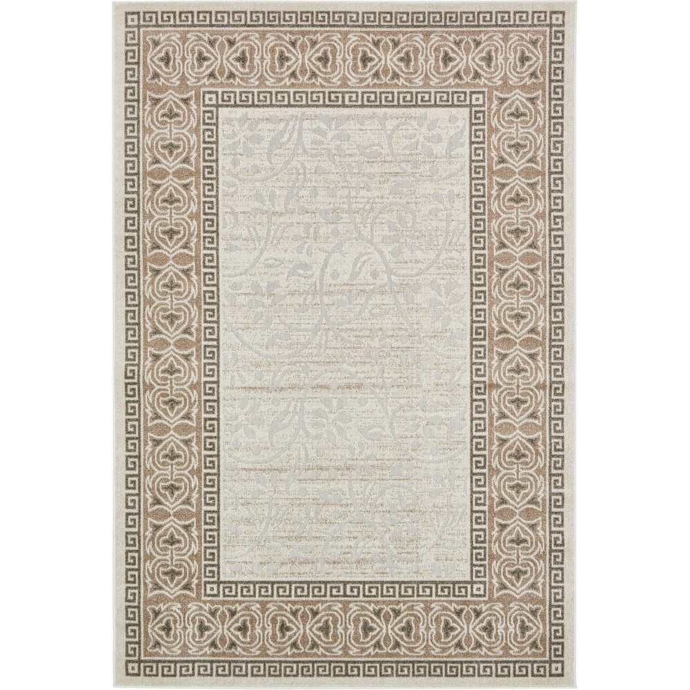 Rug Unique Loom Outdoor Botanical Ivory Rectangular 6' 0 x 9' 0