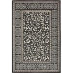 Rug Unique Loom Outdoor Botanical Black Rectangular 6' 0 x 9' 0