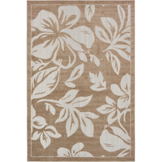 Rug Unique Loom Outdoor Botanical Beige Rectangular 6' 0 x 9' 0