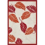 Rug Unique Loom Outdoor Botanical Beige/Burgundy Rectangular 6' 0 x 9' 0