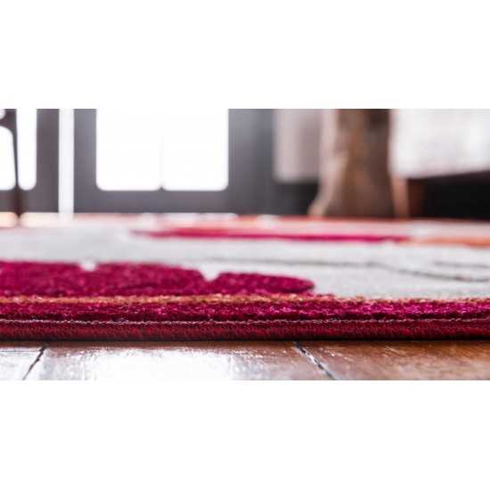 Rug Unique Loom Outdoor Botanical Beige/Burgundy Rectangular 6' 0 x 9' 0