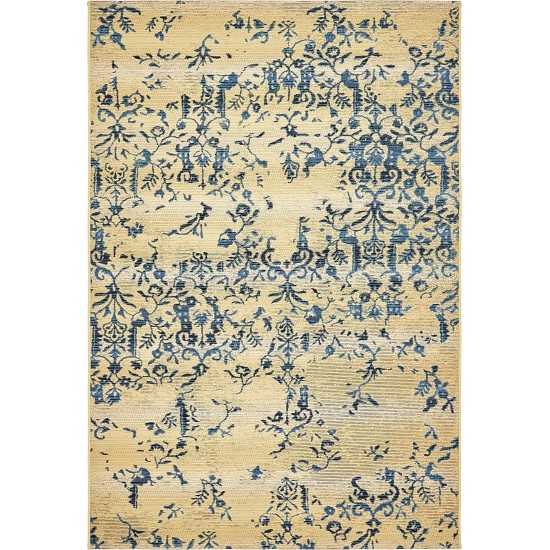 Rug Unique Loom Outdoor Botanical Beige/Blue Rectangular 5' 3 x 8' 0