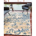 Rug Unique Loom Outdoor Botanical Beige/Blue Rectangular 5' 3 x 8' 0