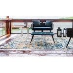 Rug Unique Loom Outdoor Botanical Beige/Blue Rectangular 5' 3 x 8' 0