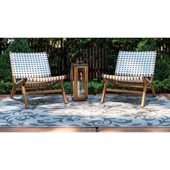 Rug Unique Loom Outdoor Botanical Gray Rectangular 5' 3 x 8' 0
