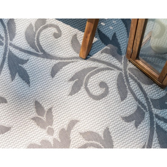 Rug Unique Loom Outdoor Botanical Gray Rectangular 5' 3 x 8' 0