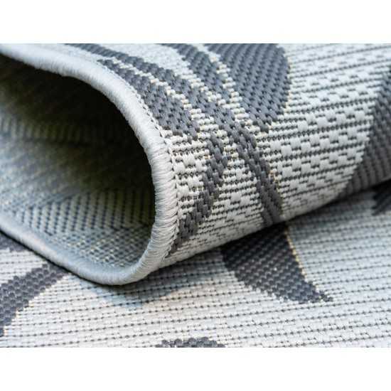 Rug Unique Loom Outdoor Botanical Gray Rectangular 5' 3 x 8' 0