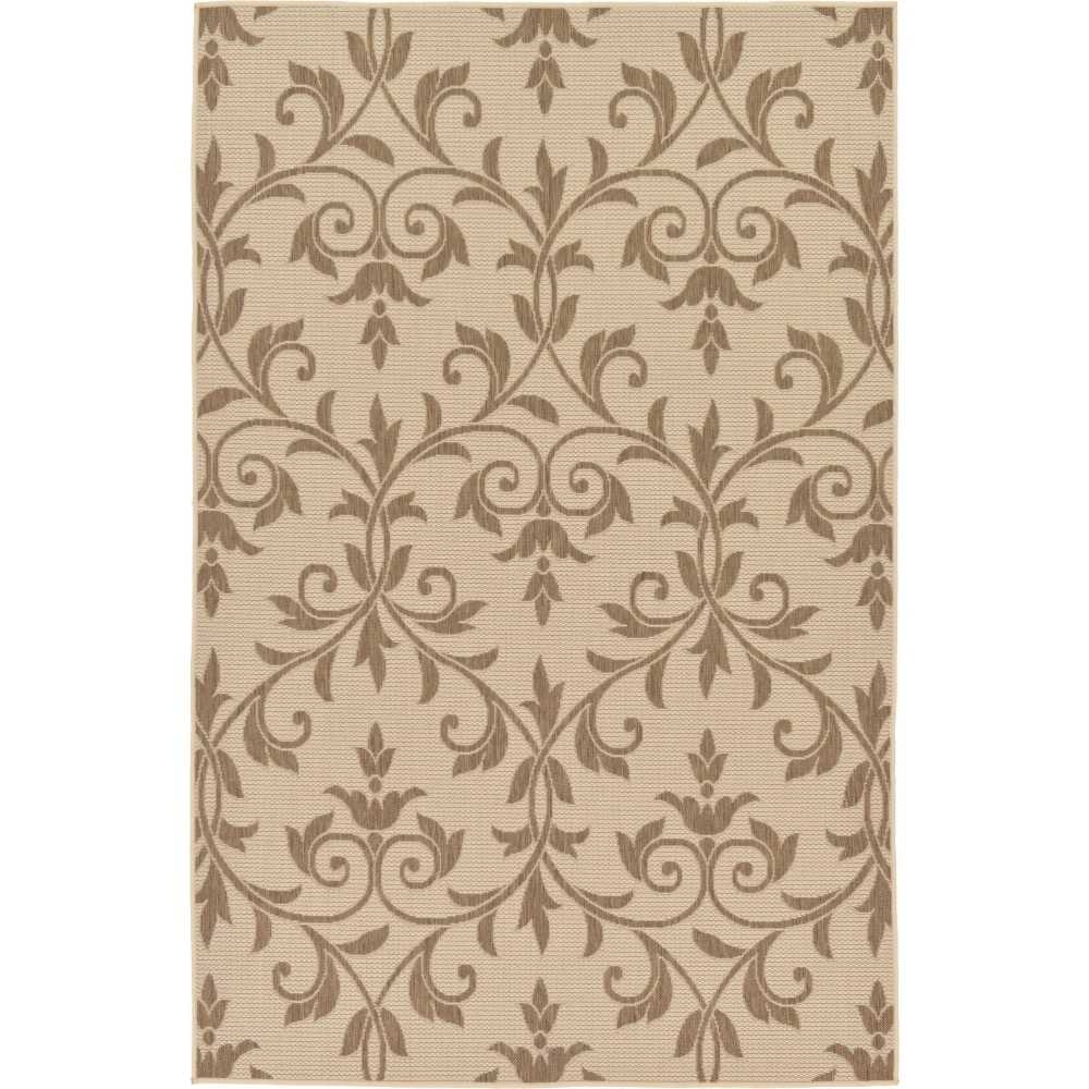 Rug Unique Loom Outdoor Botanical Beige Rectangular 5' 3 x 8' 0