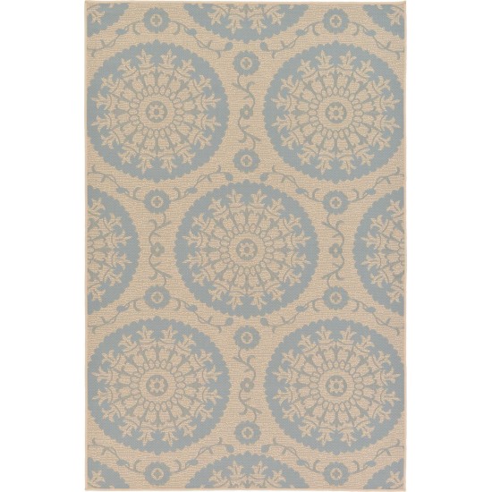 Rug Unique Loom Outdoor Botanical Light Blue Rectangular 5' 3 x 8' 0