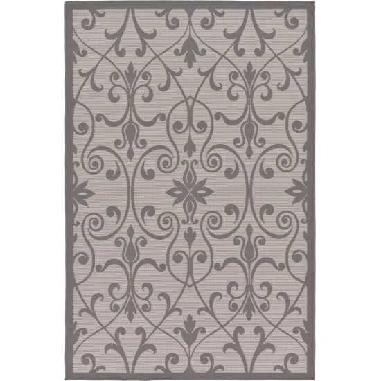 Rug Unique Loom Outdoor Botanical Gray Rectangular 5' 3 x 8' 0