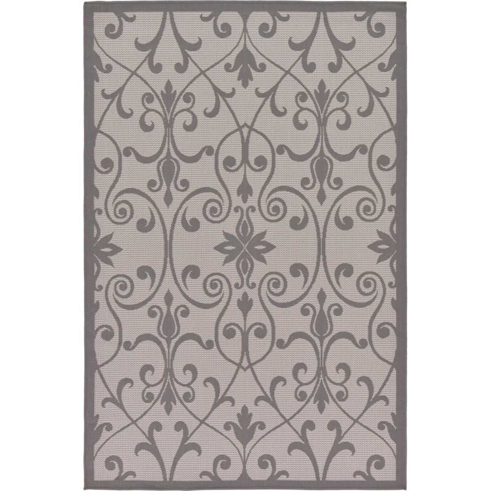 Rug Unique Loom Outdoor Botanical Gray Rectangular 5' 3 x 8' 0 Rug Unique Loom Outdoor Botanical Gray Rectangular 5' 3 x 8' 0