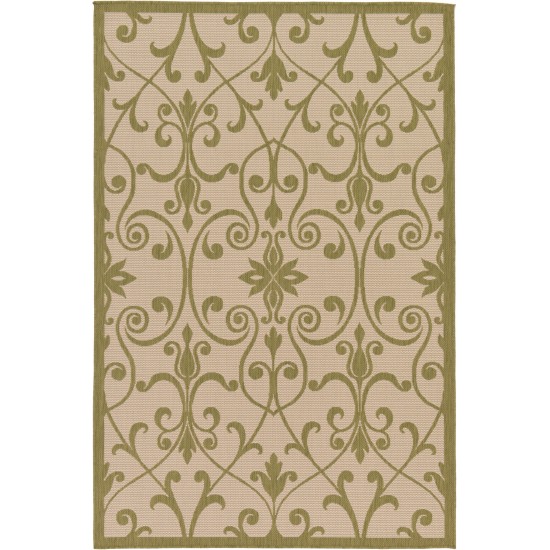 Rug Unique Loom Outdoor Botanical Light Green Rectangular 5' 3 x 8' 0