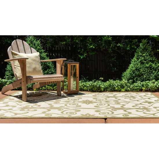 Rug Unique Loom Outdoor Botanical Light Green Rectangular 5' 3 x 8' 0