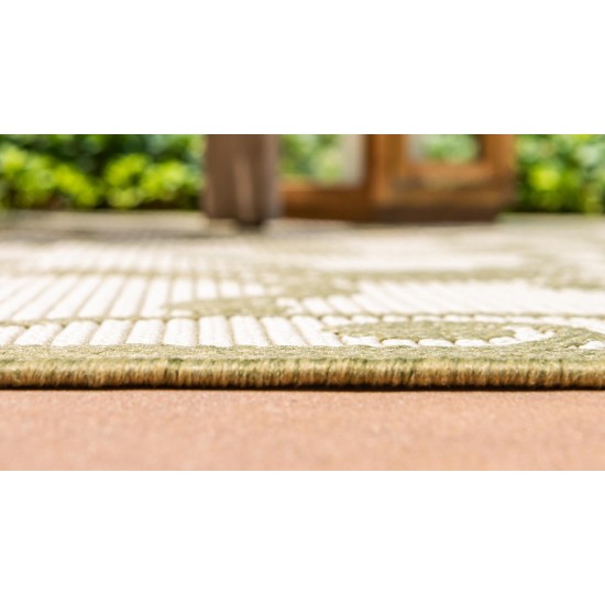 Rug Unique Loom Outdoor Botanical Light Green Rectangular 5' 3 x 8' 0