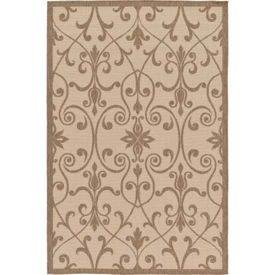 Rug Unique Loom Outdoor Botanical Brown Rectangular 5' 3 x 8' 0