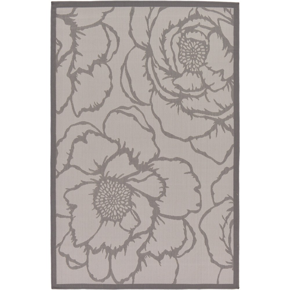 Rug Unique Loom Outdoor Botanical Gray Rectangular 5' 3 x 8' 0