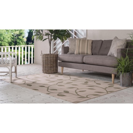 Rug Unique Loom Outdoor Botanical Green Rectangular 5' 3 x 8' 0