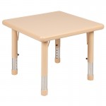 24" Square Natural Plastic Height Adjustable Activity Table Set with 4 Chairs