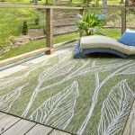 Rug Unique Loom Outdoor Botanical Green Rectangular 5' 0 x 8' 0