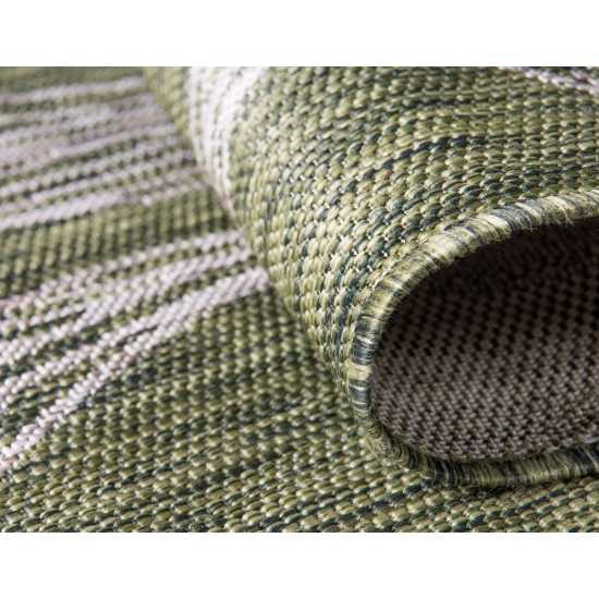 Rug Unique Loom Outdoor Botanical Green Rectangular 5' 0 x 8' 0