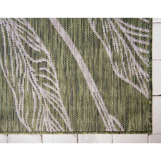 Rug Unique Loom Outdoor Botanical Green Rectangular 5' 0 x 8' 0
