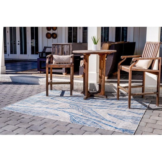 Rug Unique Loom Outdoor Botanical Light Gray Rectangular 5' 0 x 8' 0