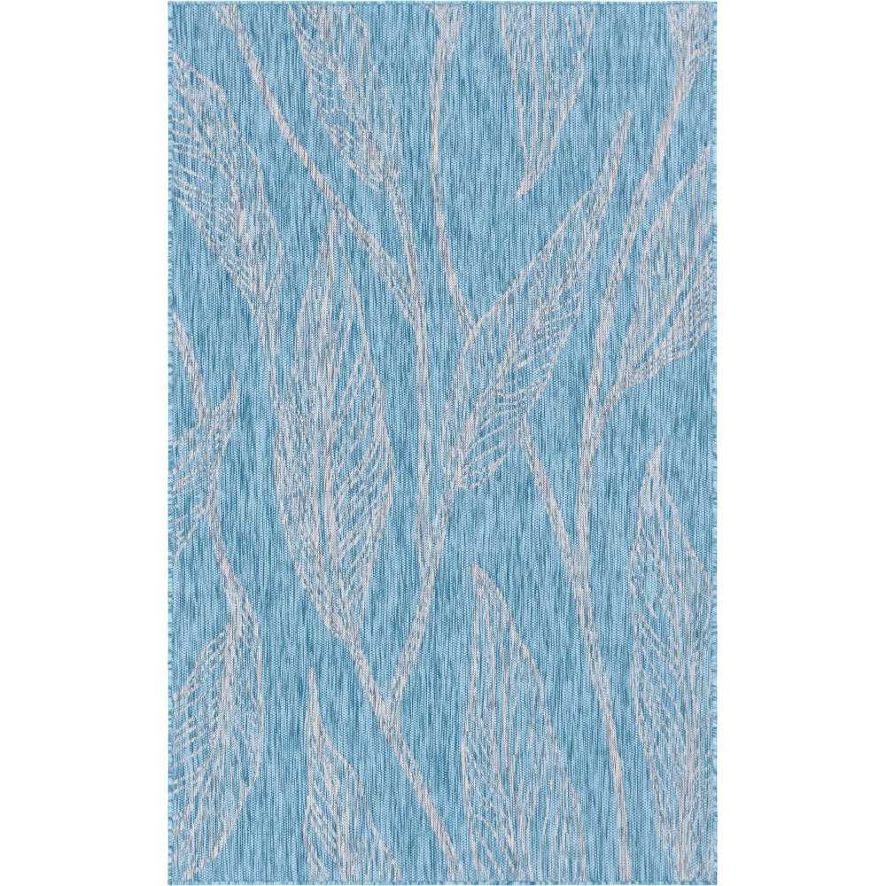 Rug Unique Loom Outdoor Botanical Aqua Blue Rectangular 5' 0 x 8' 0 Rug Unique Loom Outdoor Botanical Aqua Blue Rectangular 5' 0 x 8' 0