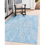 Rug Unique Loom Outdoor Botanical Aqua Blue Rectangular 5' 0 x 8' 0
