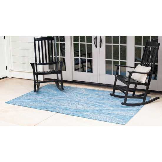Rug Unique Loom Outdoor Botanical Aqua Blue Rectangular 5' 0 x 8' 0