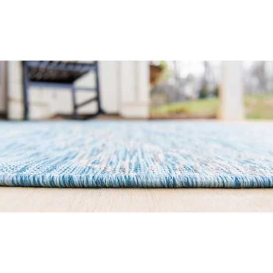 Rug Unique Loom Outdoor Botanical Aqua Blue Rectangular 5' 0 x 8' 0
