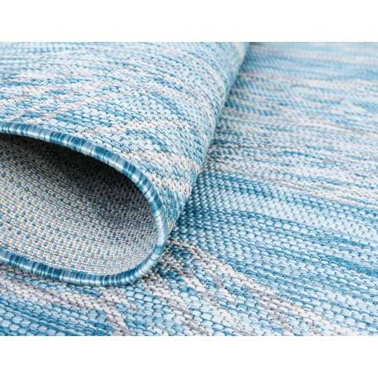 Rug Unique Loom Outdoor Botanical Aqua Blue Rectangular 5' 0 x 8' 0