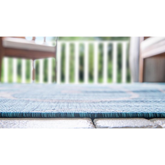 Rug Unique Loom Outdoor Botanical Teal Rectangular 5' 0 x 8' 0