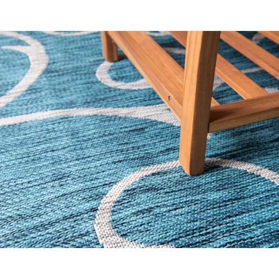 Rug Unique Loom Outdoor Botanical Teal Rectangular 5' 0 x 8' 0