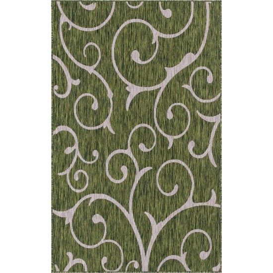 Rug Unique Loom Outdoor Botanical Green Rectangular 5' 0 x 8' 0