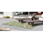 Rug Unique Loom Outdoor Botanical Green Rectangular 5' 0 x 8' 0
